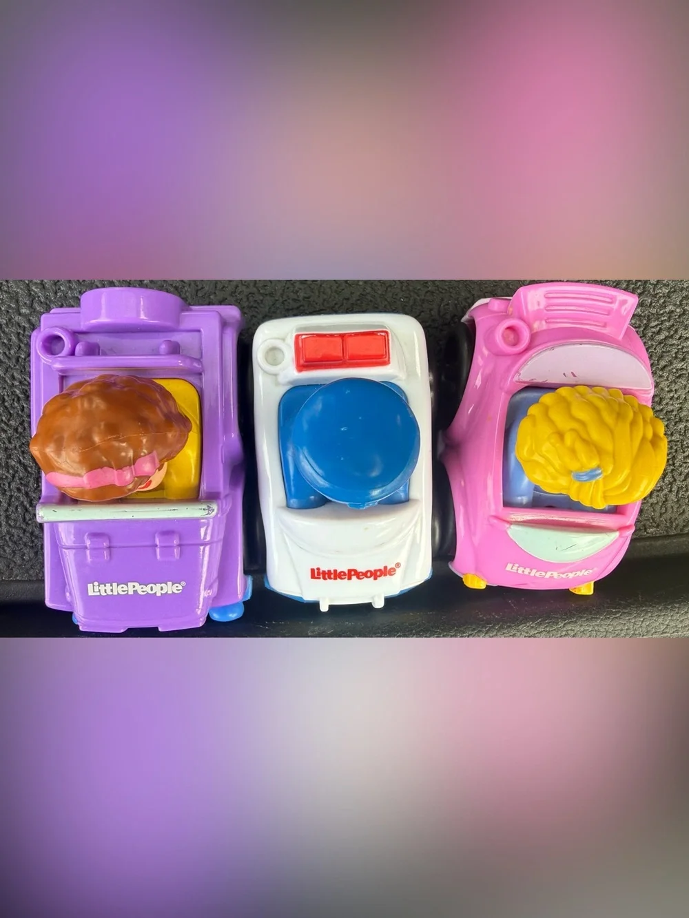 Fisher-Price Little People Wheelies 3-Piece Vehicle Lot 🚓💗💜